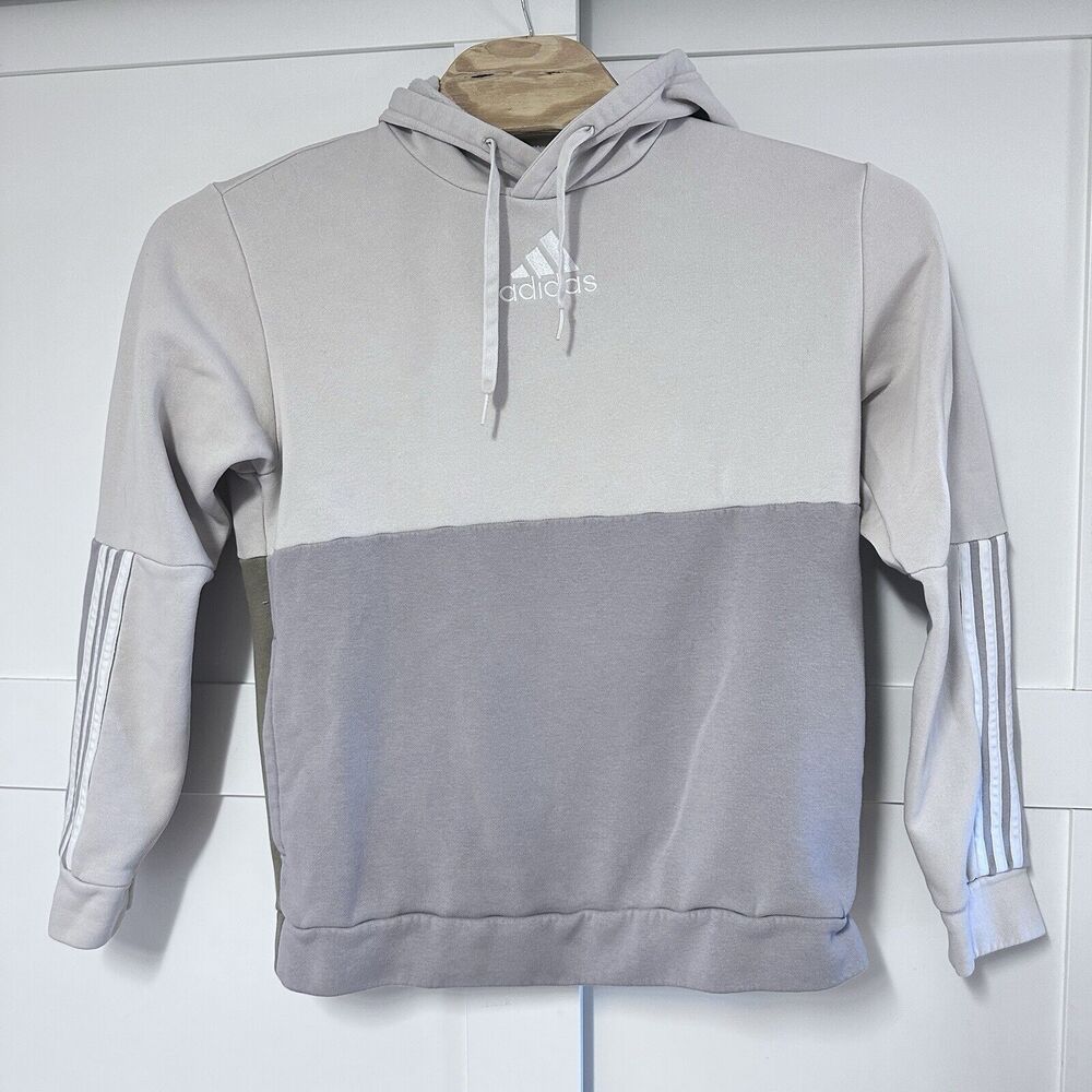 Adidas‎ Color Block Essential 3-stripe Logo Mens Size XL, Tan Green Gray Hoodie